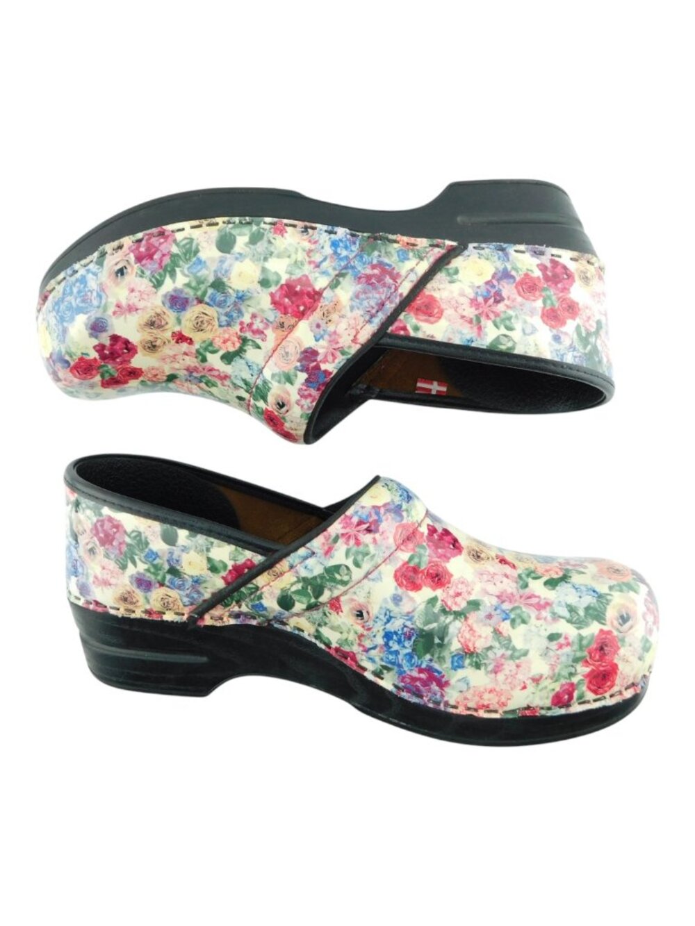 SANITA Floral Rose Patent Leather Clogs Shoes 40 - Picture 5 of 9